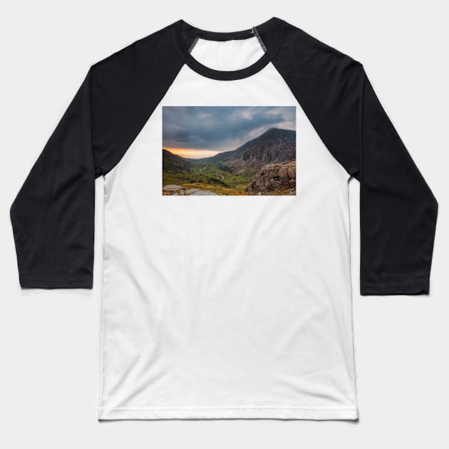 Pen yr Ole Wen and the Ogwen Valley Baseball T-Shirt by dasantillo